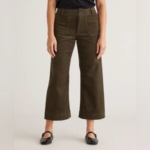 Organic Stretch Corduroy Cropped
Wide Leg Pants in Seaweed Green